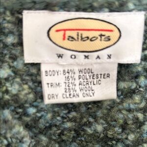 Talbots Green and Blue Knit Sweater vintage Wool.